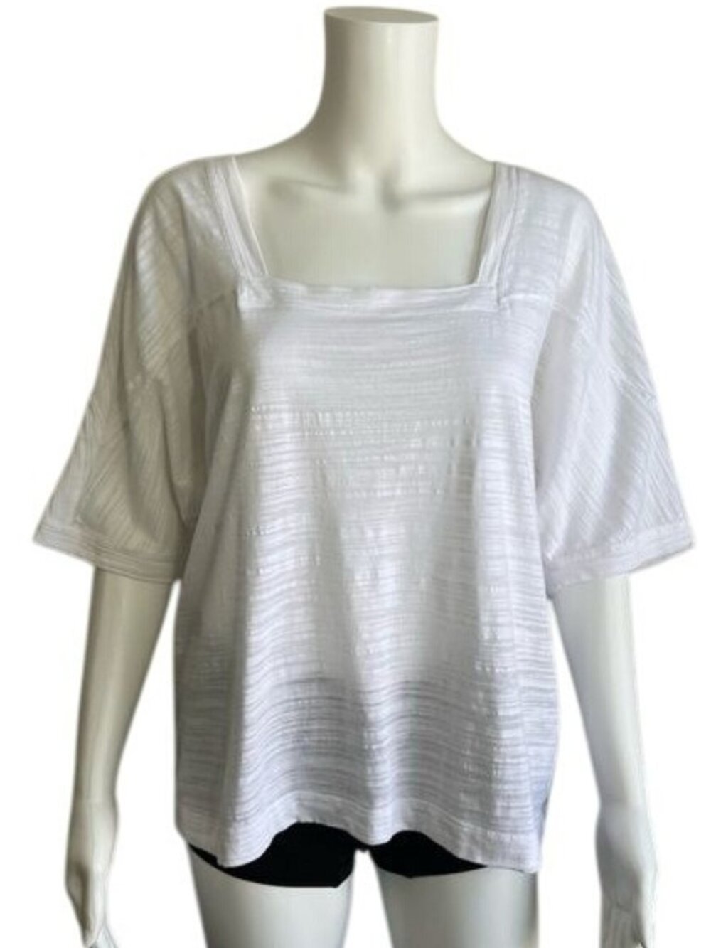 Anthropologie Square Neck Burn Out Tee in White - M